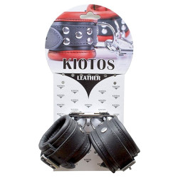 Kiotos Menottes en cuir pour poignets 5cm Noir